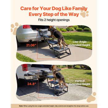 Dog Stairs for Car, 4 Steps Extra Wide Foldable Dog Ramp for Large Dogs with Non-Slip Surface, Portable Lightweight Pet Stairs Ladder for Car, SUV, Truck, High Bed, Sofa, Support up to 400 lbs
