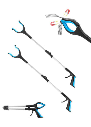 Grabber Reacher Tool, 2-Pack 34" Foldable Reacher Grabber Pickup Tool with 360° Rotating Wide Jaw and Dual-Sided Magnet, Lightweight Grabber Reacher Tool for Seniors, Trash Picker Upper Grabber