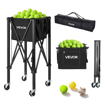 Tennis Ball Hopper, Holds 120 Tennis Balls, Foldable Pickleball Basket Cart with Wheels for Easy Pick Up, Lightweight Aluminum Alloy, Portable Pickleball Caddy with Storage Bag, for Training