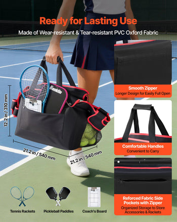 Tennis Ball Hopper, Holds 175 Tennis Balls or 290 Pickleballs, Foldable Pickleball Basket Cart with Wheels for Easy Pick Up, Portable Baseball Cart Caddy with Storage Bag, for Training Coaching