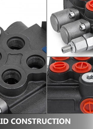 Hydraulic Valve 2 Spool Hydraulic Joystick Control Valve 11gpm Hydraulic Directional Control Valve Double Acting for Tractors Loaders Tanks