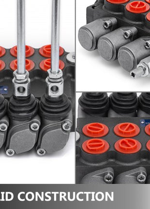 3 Spool Hydraulic Directional Control Valve Double Acting 11 GPM