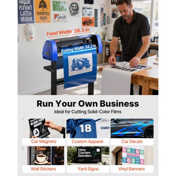 Vinyl Cutter, 28" Vinyl Cutter Machine with 20 Blades, Maximum Paper Feed 720mm Vinyl Plotter Cutter Machine with Sturdy Floor Stand Adjustable Force and Speed for Sign Making
