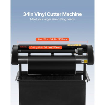 Vinyl Cutter, 34Inch Bundle, Vinyl Cutter Machine, Manual Vinyl Printer, LCD Display Plotter Cutter Sign Cutting with Signmaster Software for Design and Cut, with Supplies, Tools