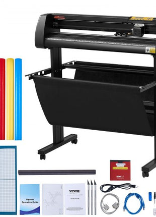 Vinyl Cutter, 34Inch Bundle, Vinyl Cutter Machine, Manual Vinyl Printer, LCD Display Plotter Cutter Sign Cutting with Signmaster Software for Design and Cut, with Supplies, Tools