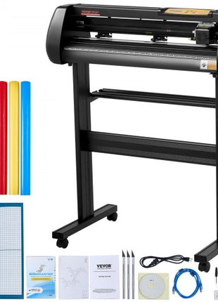 Vinyl Cutter Machine, Upgraded 28 Inch Paper Feed Cutting Plotter Bundle, Adjustable Force & Speed Vinyl Printer with Powerful Stepper Motors, Signmaster Software Compatible with Windows System