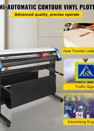 Vinyl Cutter 53 Inch Vinyl Cutter Machine Semi-Automatic DIY Vinyl Printer Cutter Machine Manual Positioning Sign Cutting with Floor Stand Signmaster Software