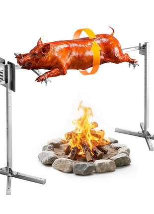 Rotisserie Grill, AC120V 8 Level Height Electric Rotisserie Grill Kit, BBQ Grills Rotisseries Kit with 132 lbs Load Capacity, 38W Motor, Stainless Steel Automatic Grilling Kits for Parties