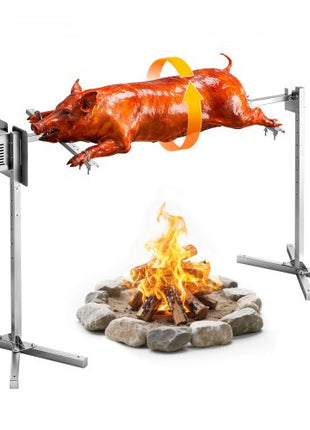 Rotisserie Grill, AC120V 8 Level Height Electric Rotisserie Grill Kit, BBQ Grills Rotisseries Kit with 132 lbs Load Capacity, 38W Motor, Stainless Steel Automatic Grilling Kits for Parties