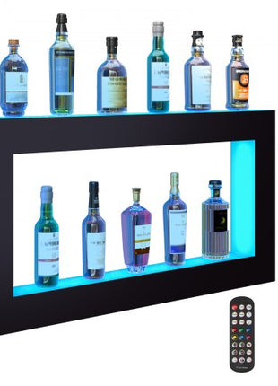LED Lighted Liquor Bottle Display Bar Shelf RF & App Control 48" Square