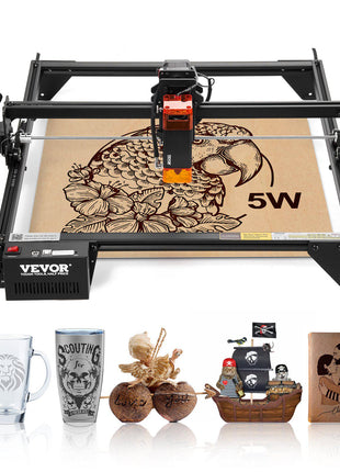 Laser Engraver, 5W Output, Laser Engraving Cutter Machine, 14.9 x 15.7 in/38 x 40 cm Working Area, 10000 mm/min Movement Speed, Compressed Spot with Eye Protection, for Wood, Certain Metal