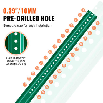 6FT U-Channel Sign Post, 4Pack Green Heavy Duty Steel Fixed Fence Post, Steel Fence U-Channel Sign for Garden, Courtyard, Farm or Traffic Intersection