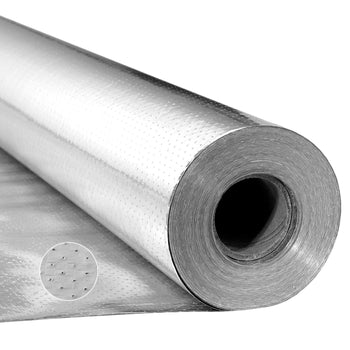 Double Reflective Insulation Roll, Perforated Woven Fabric Radiant Barrier, 0.15mm 48 in x 250 ft, Double-Sided Aluminum Foil Heat Reflective Shield, Thermal Insulation Roll for Window RV Roof