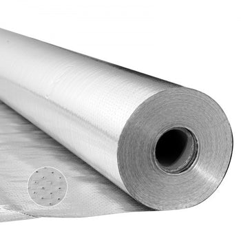 Double Reflective Insulation Roll, Perforated Woven Fabric Radiant Barrier, 0.15mm 48 in x 125 ft, Double-Sided Aluminum Foil Heat Reflective Shield, Thermal Insulation Roll for Window RV Roof