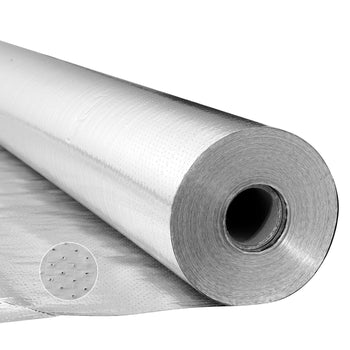 Double Reflective Insulation Roll, Perforated Woven Fabric Radiant Barrier, 0.15mm 48 in x 125 ft, Double-Sided Aluminum Foil Heat Reflective Shield, Thermal Insulation Roll for Window RV Roof