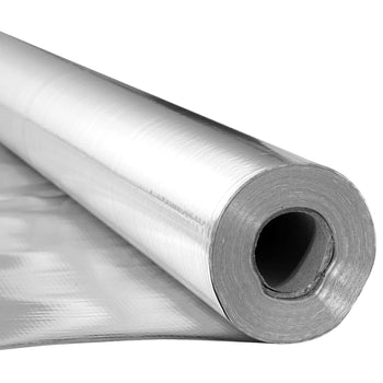 Double Reflective Insulation Roll, Non-Perforated Woven Fabric Radiant Barrier, 0.15mm 48 in x 125 ft, Double-Sided Aluminum Foil Heat Reflective Shield, Thermal Insulation Roll for Window Roofs