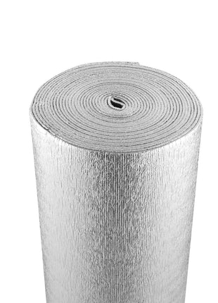 Double Reflective Insulation Roll, Foam Core Radiant Barrier, 5.5mm 48 in x 50 ft, Double-Sided Aluminum Foil EPE Foam Heat Reflective Shield, Thermal Insulation Roll for Window RV Roof