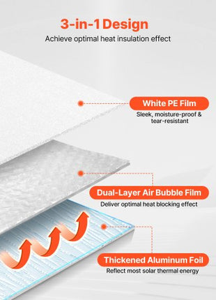 Reflective Insulation Roll, Double-Layer Air Bubble Radiant Barrier, 6mm 48 in x 100 ft, Aluminum Foil White PE Film Heat Reflective Shield, Thermal Insulation Roll for Garage Door Window RV Roofs