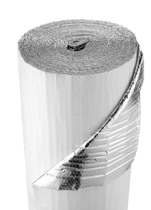 Reflective Insulation Roll, Double-Layer Air Bubble Radiant Barrier, 6mm 48 in x 100 ft, Aluminum Foil White PE Film Heat Reflective Shield, Thermal Insulation Roll for Garage Door Window RV Roofs