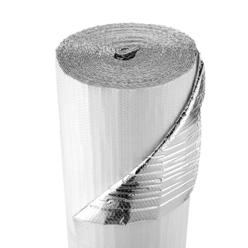 Reflective Insulation Roll, Double-Layer Air Bubble Radiant Barrier, 6mm 48 in x 100 ft, Aluminum Foil White PE Film Heat Reflective Shield, Thermal Insulation Roll for Garage Door Window RV Roofs