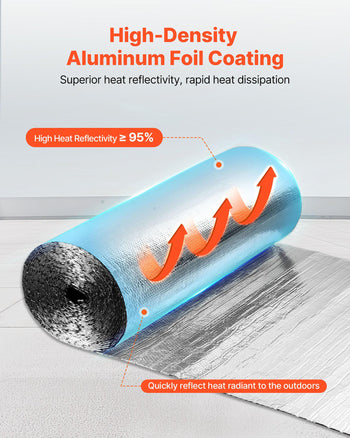 Double Reflective Insulation Roll, Double-Sided Aluminum Foil Radiant Barrier, 6mm 48 in x 100 ft, Dual-Layer Air Bubble Heat Reflective Shield, Thermal Insulation Roll for Garage Door Window RV Roofs