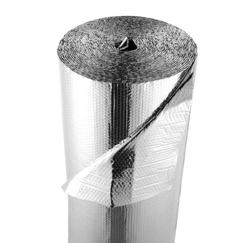 Double Reflective Insulation Roll, Double-Sided Aluminum Foil Radiant Barrier, 6mm 48 in x 100 ft, Dual-Layer Air Bubble Heat Reflective Shield, Thermal Insulation Roll for Garage Door Window RV Roofs