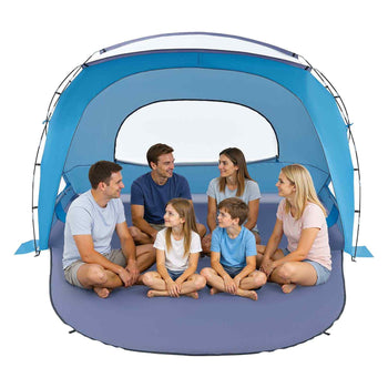 Beach Tent Sun Shelter for 6 Person, UPF 50+ Protection, Portable Sun Shade Canopy with Carrying Bag & Sand Pockets, Lightweight and Easy Setup Beach Umbrella for Family Camping Outdoor Picnic