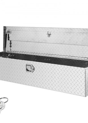 Heavy Duty Aluminum Truck Bed Tool Box, Diamond Plate Tool Box with Side Handle and Lock Keys, Storage Tool Box Chest Box Organizer for Pickup, Truck Bed, RV, Trailer, 48"x15"x15", Silver