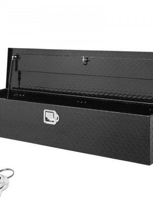 Heavy Duty Aluminum Truck Bed Tool Box, Diamond Plate Tool Box with Side Handle and Lock Keys, Storage Tool Box Chest Box Organizer for Pickup, Truck Bed, RV, Trailer, 48"x15"x15", Black