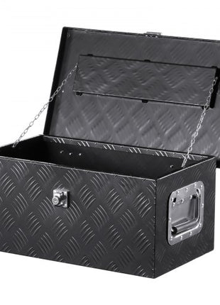 Heavy Duty Aluminum Truck Bed Tool Box, Stripes Plated Tool Box with Side Handle and Lock Keys, Storage Toolbox Chest Organizer for Trailer, Pickup, Truck Bed, RV, 20"x12"x9.5", Black