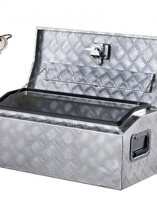 Heavy Duty Aluminum Truck Bed Tool Box, Stripes Plated Tool Box with Side Handle and T-Lock Keys, Storage Toolbox Chest Organizer for Trailer, Pickup, Truck Bed, RV, 30"x13"x13", Silver