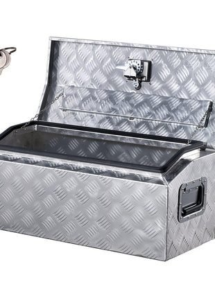 Heavy Duty Aluminum Truck Bed Tool Box, Stripes Plated Tool Box with Side Handle and T-Lock Keys, Storage Toolbox Chest Organizer for Trailer, Pickup, Truck Bed, RV, 30"x13"x13", Silver