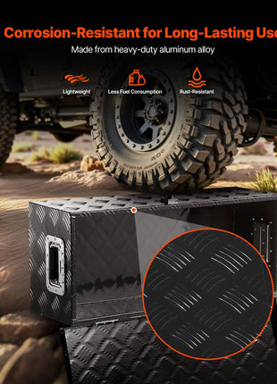 Heavy Duty Aluminum Truck Bed Tool Box, Stripes Plated Tool Box with Side Handle and Lock Keys, Storage Toolbox Chest Organizer for Trailer, Pickup, Truck Bed, RV, 30"x13"x9.6", Black