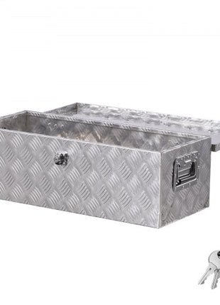 Heavy Duty Aluminum Truck Bed Tool Box, Stripes Plated Tool Box with Side Handle and Lock Keys, Storage Toolbox Chest Organizer for Trailer, Pickup, Truck Bed, RV, 30"x13"x9.6", Silver