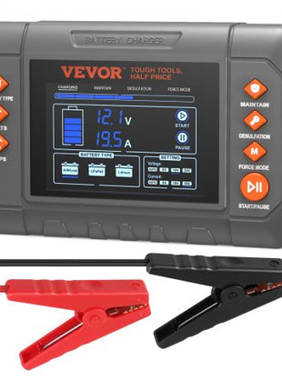 Smart Battery Charger, 20-Amp, Lithium LiFePO4 Lead-Acid (AGM / Gel / SLA) Car Battery Charger with LCD Display, Trickle Charger Maintainer Desulfator for Boat Motorcycle Lawn Mower Deep Cycle