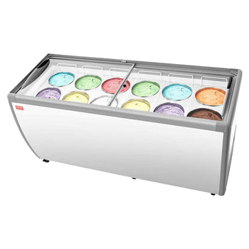 Commercial Ice Cream Display Case, 20 Cu.ft Chest Freezer, Restaurant Gelato Dipping Cabinet Top Deep Freezer with Locking Casters, Sliding Glass Door, LED Lighting, Hold 12 Ice Cream Tubs