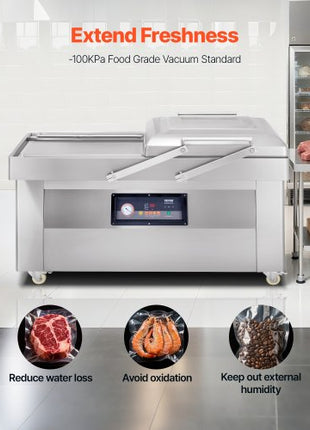 Chamber Vacuum Sealer, 1200W Sealing Power, Vacuum Packing Machine for Wet Foods, Meats, Marinades and More, Compact Size with 23.6 in Sealing Length, Applied in Home Kitchen and Commercial Use