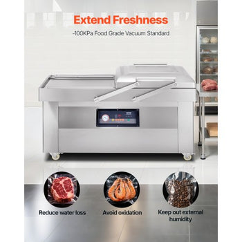 Chamber Vacuum Sealer, 1200W Sealing Power, Vacuum Packing Machine for Wet Foods, Meats, Marinades and More, Compact Size with 23.6 in Sealing Length, Applied in Home Kitchen and Commercial Use