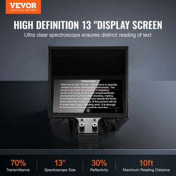 Teleprompter, 13" Aluminum Alloy, Floor Type with Adjustable Angle Spectroscope, Remote Control, for YouTube, Twitch, Zoom, Supports DSLR/Webcam/Smartphone, for Video Recording/Live Streaming
