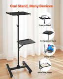 Projector Stand, 2 Shelves Laptop Floor Stand, Projector Stands Table with Adjustable Height 33.86 to 53.54 inch, I-Beam Frame Projectors Stands Tripod for Meetings, Outdoor Movies, Video Stand