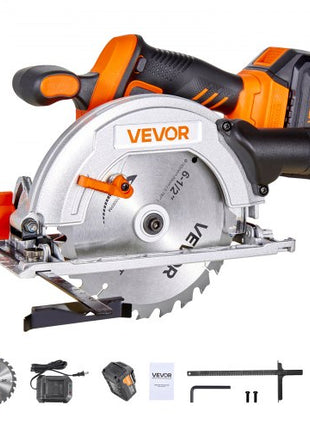 Cordless Circular Saw, 6-1/2 inch Blade, 4700 RPM Speed, 0-45 Degree Bevel Capability, Brushless Motor, LED Light, Electric Circular Saw Kit with Battery and Charger Included, for Wood Cutting