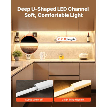 10-Pack 6.6 ft/2M Plus-Size U Shape LED Aluminum Channel, with Milky Cover, End Caps and Mounting Clips, Aluminum Profile for LED Strip Light, Easy Installation, for Under Cabinet Ceiling Coves