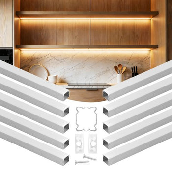 10-Pack 6.6 ft/2M Plus-Size U Shape LED Aluminum Channel, with Milky Cover, End Caps and Mounting Clips, Aluminum Profile for LED Strip Light, Easy Installation, for Under Cabinet Ceiling Coves