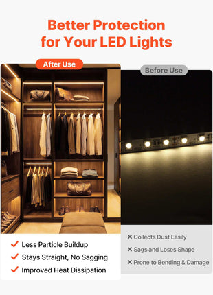 10-Pack 6.6 ft/2M Plus-Size U Shape LED Aluminum Channel, with Milky Cover, End Caps and Mounting Clips, Aluminum Profile for LED Strip Light, Easy Installation, for Under Cabinet Ceiling Coves