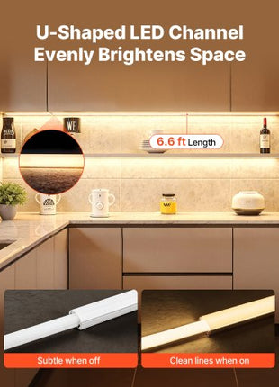 10-Pack 6.6 ft/2M U Shape LED Aluminum Channel, with Milky Cover, End Caps and Mounting Clips, Aluminum Profile for LED Strip Light Installations, Easy Installation, for Under Cabinet Counter