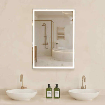 Lighted Medicine Cabinet with Mirror, 20 x 28 in Recessed or Wall Mount, 3 Color Dimmable LED Bathroom Medicine Cabinet with Bottom Lighting, Adjustable Shelve Storage, Memory Defog Function