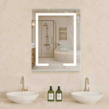 Lighted Medicine Cabinet with Mirror, 24 x 30 in Recessed or Wall Mount, 3 Color Dimmable LED Bathroom Medicine Cabinet with HD Mirror, Clock, Adjustable Shelve Storage, Memory Defog Function