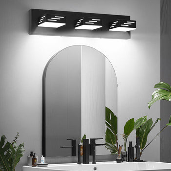 3-Light LED Modern Vanity Light Fixtures, 19.69-Inch, Black Finish Bathroom Wall Lighting Fixture Over Mirror, with IP44 Waterproof, for Bathroom, Living Room, Bedroom, Hallway, Cool White 6000K
