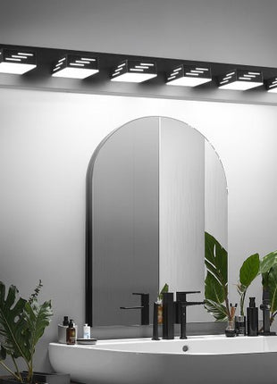 6-Light LED Modern Vanity Light Fixtures, 40.35-Inch, Black Finish Bathroom Wall Lighting Fixture Over Mirror, with IP44 Waterproof, for Bathroom, Living Room, Bedroom, Hallway, Cool White 6000K