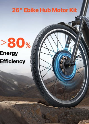 1000W Electric Bike Conversion Kit, 48V 420rpm 26" Front Wheel E-Bike Hub Motor Kit with Upgraded Speed Controller, Throttle Grip Kit, LCD Display, and PAS System for Road Bike